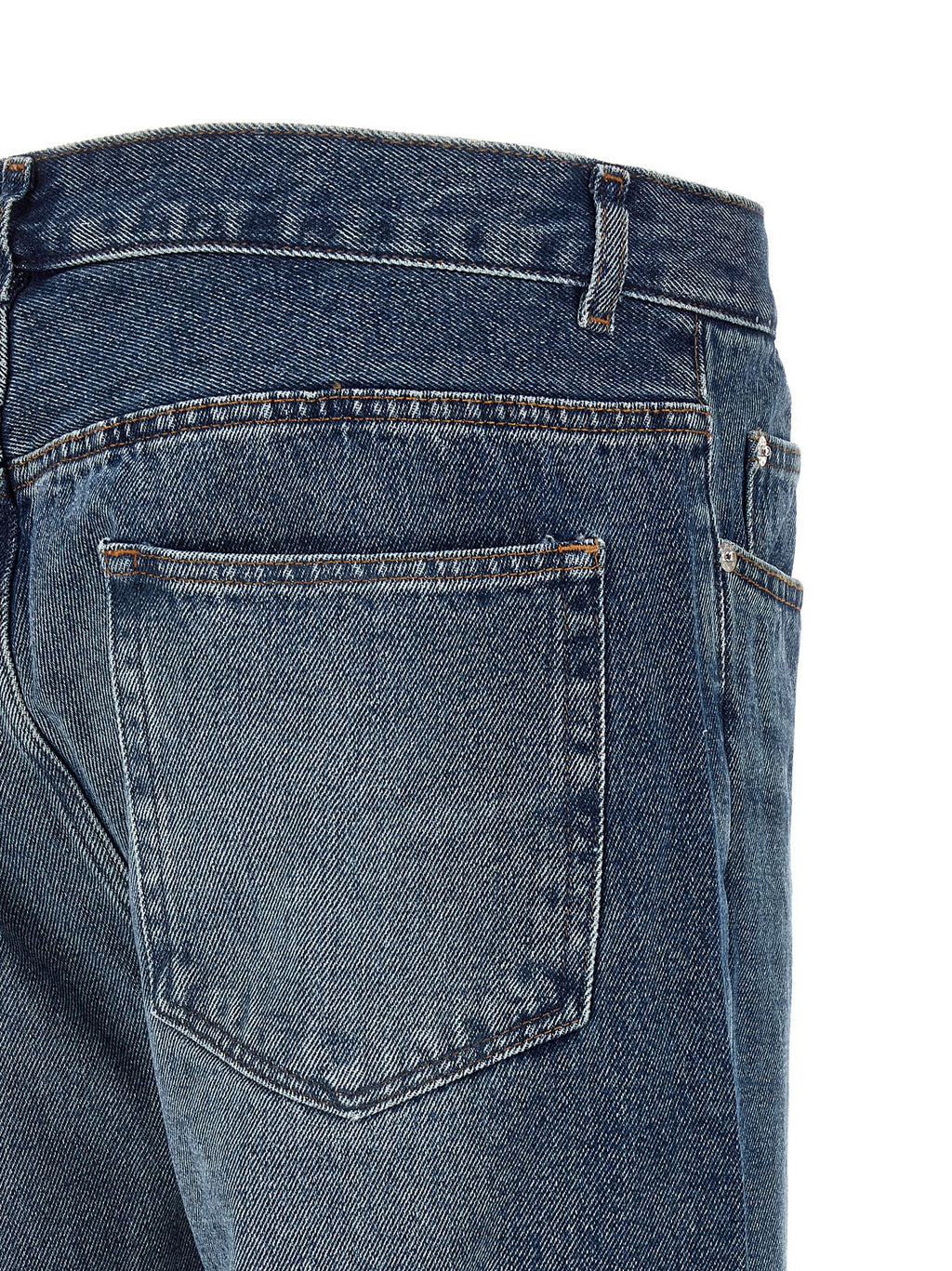 Blue Cotton Straight-Leg Jeans