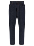 Blue Cotton Straight-Leg Jeans