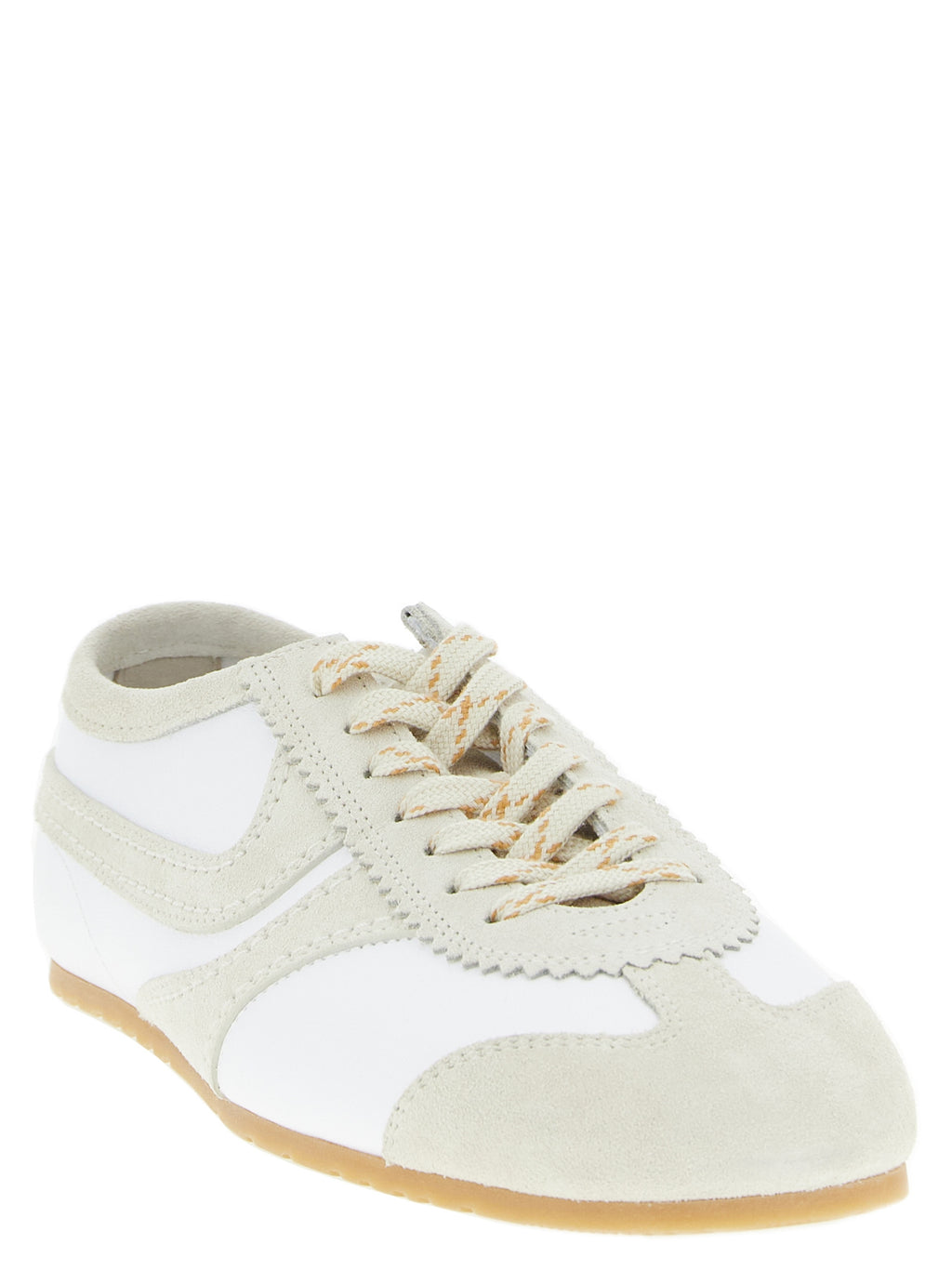 Beige Cowhide Low Top Sneakers