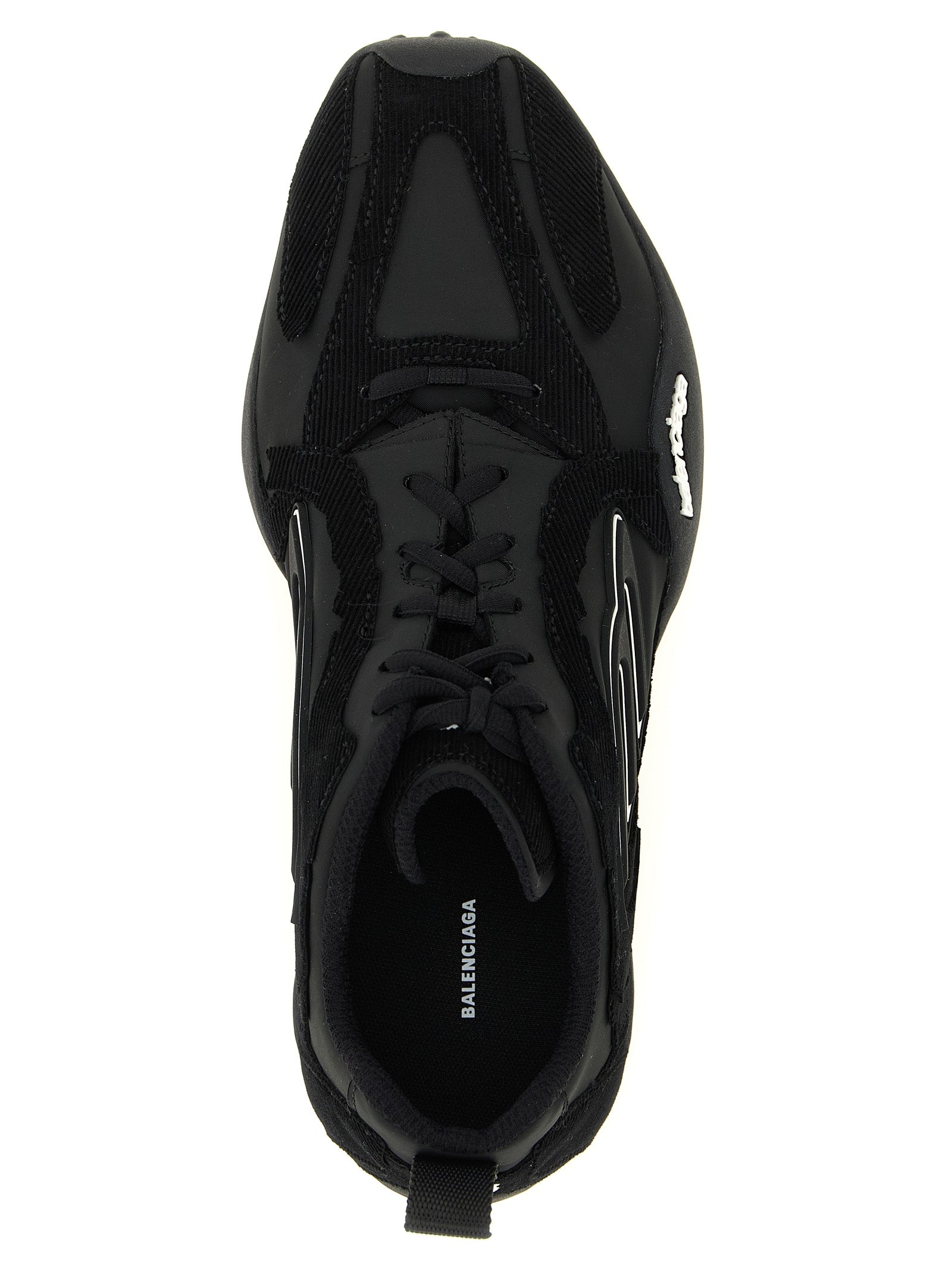 Black Polyester Athletic Sneakers