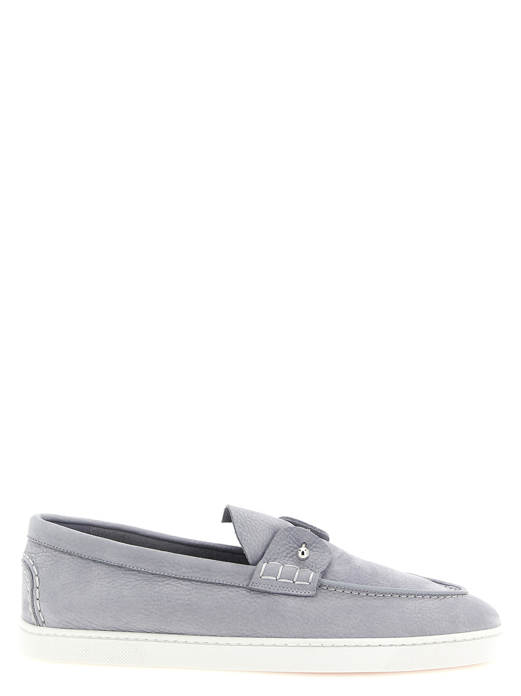 Gray Calfskin Slip-On Loafers