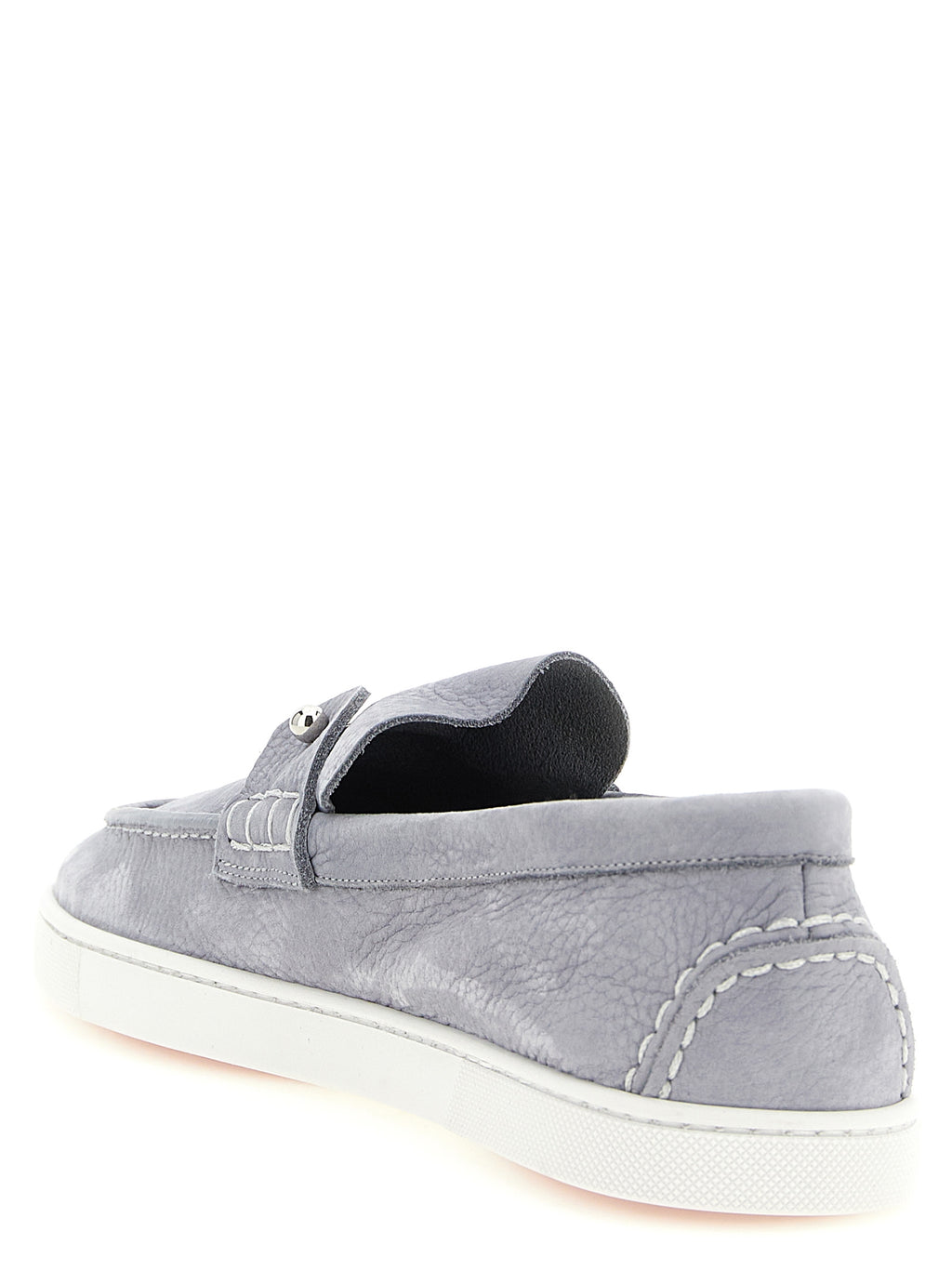 Gray Calfskin Slip-On Loafers
