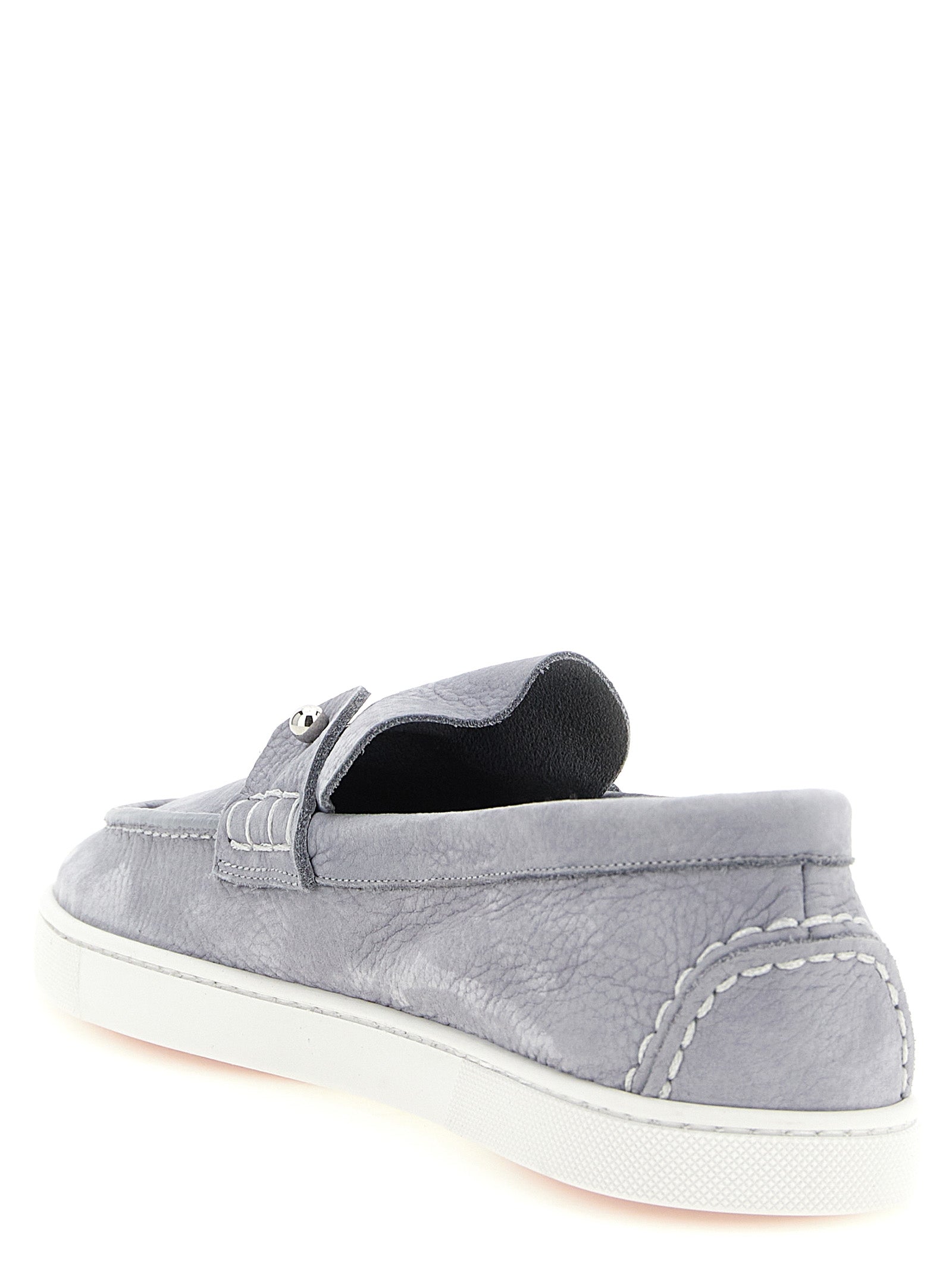 Gray Calfskin Slip-On Loafers