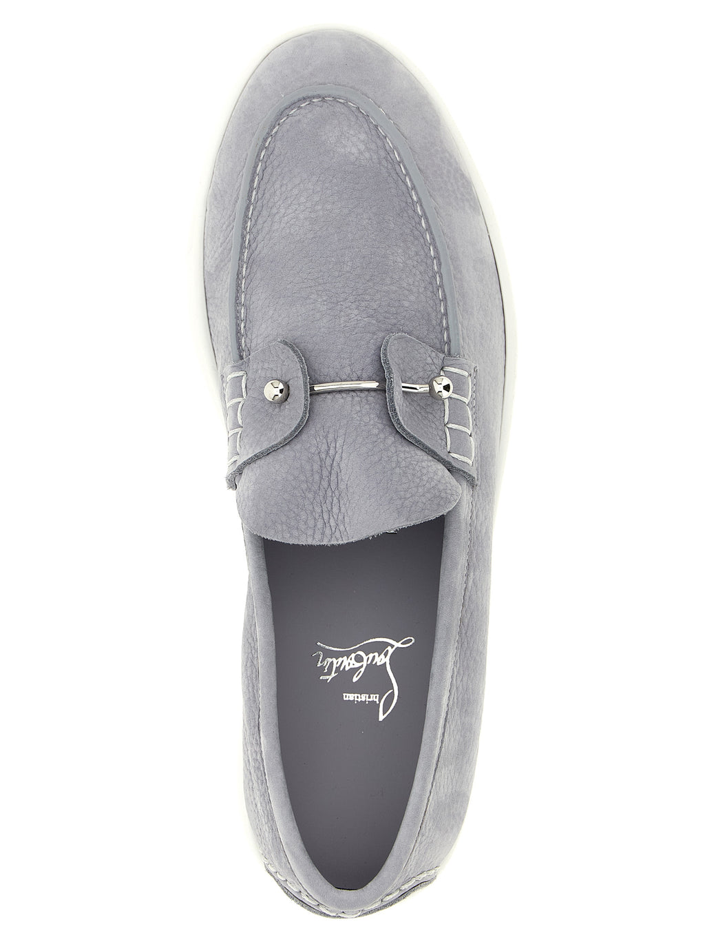 Gray Calfskin Slip-On Loafers