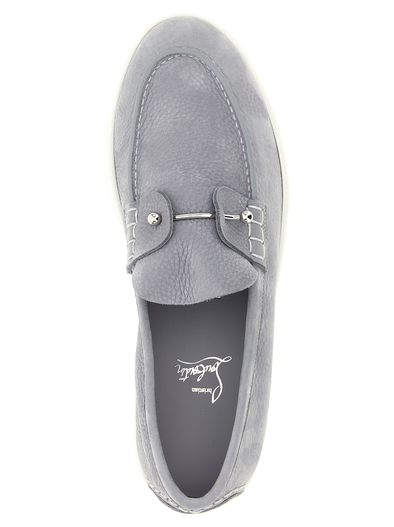 Gray Calfskin Slip-On Loafers