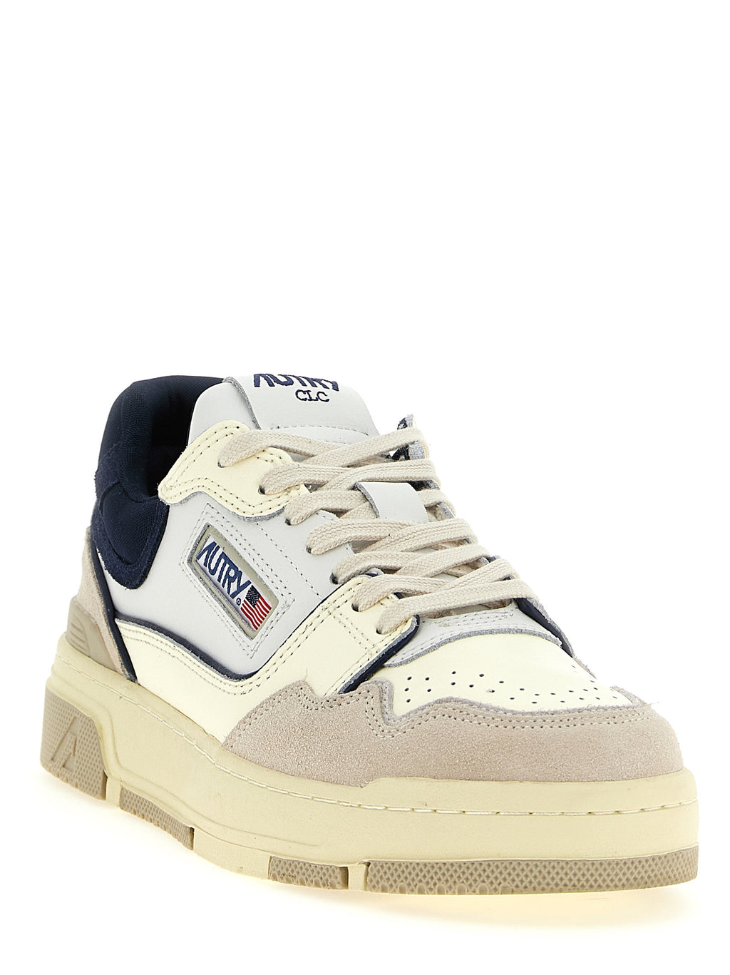 Blue Cowhide Low Top Sneakers