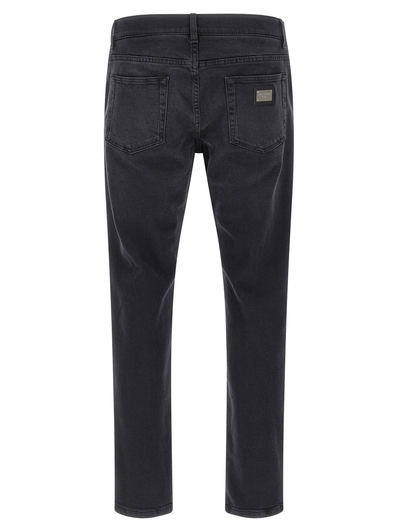 Black Cotton Straight-Leg Jeans