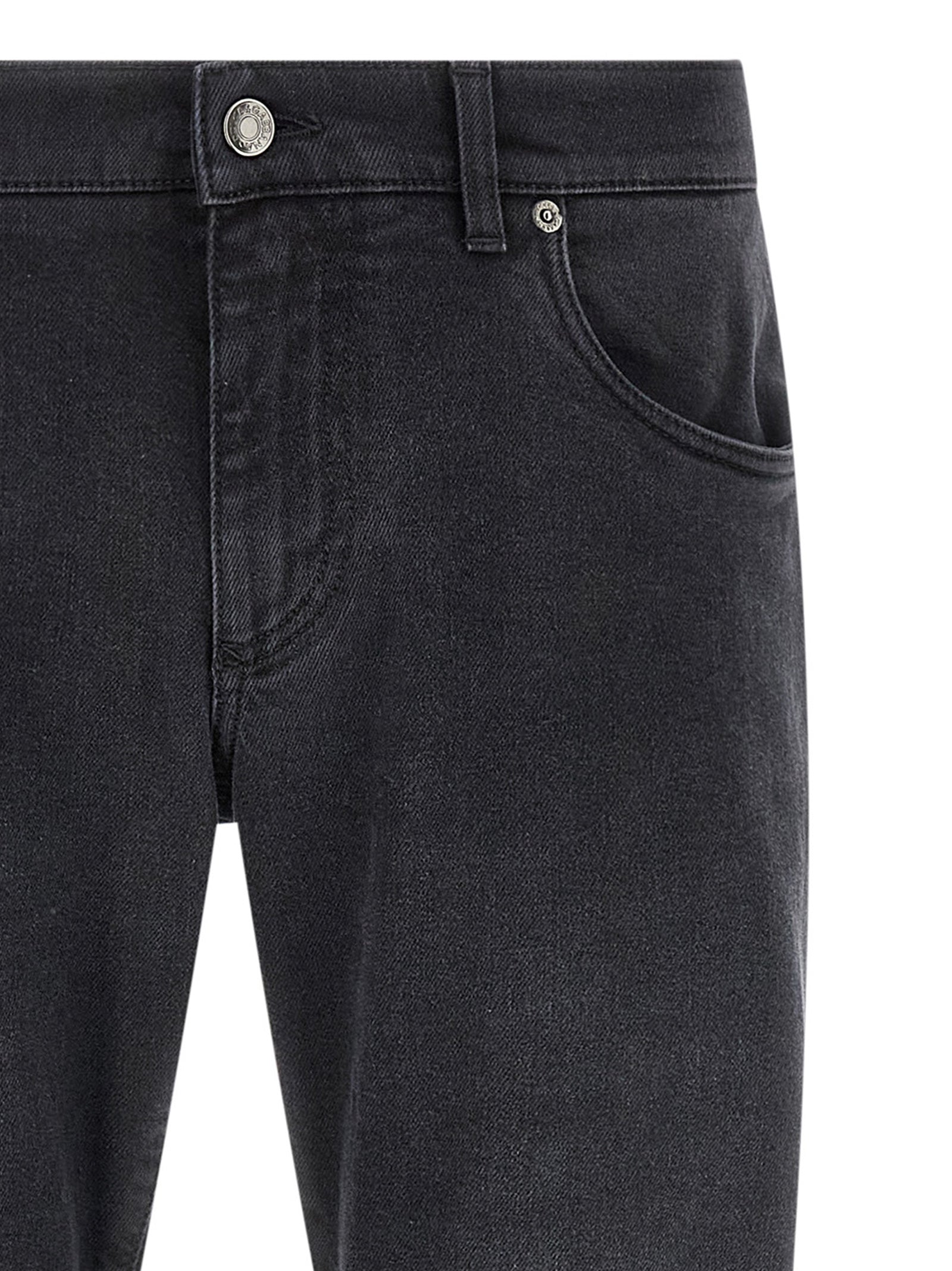 Black Cotton Straight-Leg Jeans