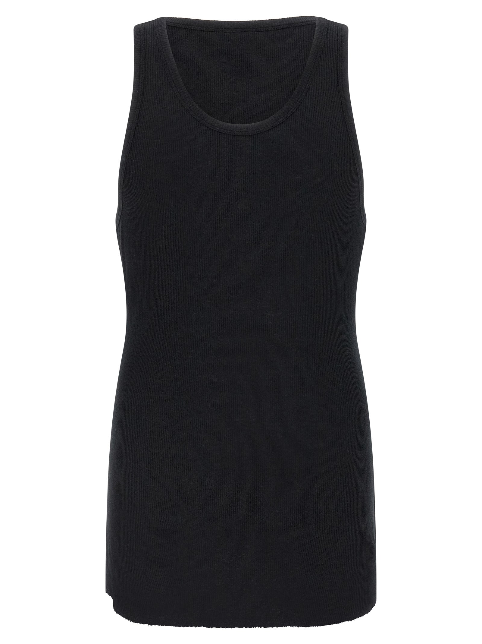 Black Cotton Sleeveles T-Shirt
