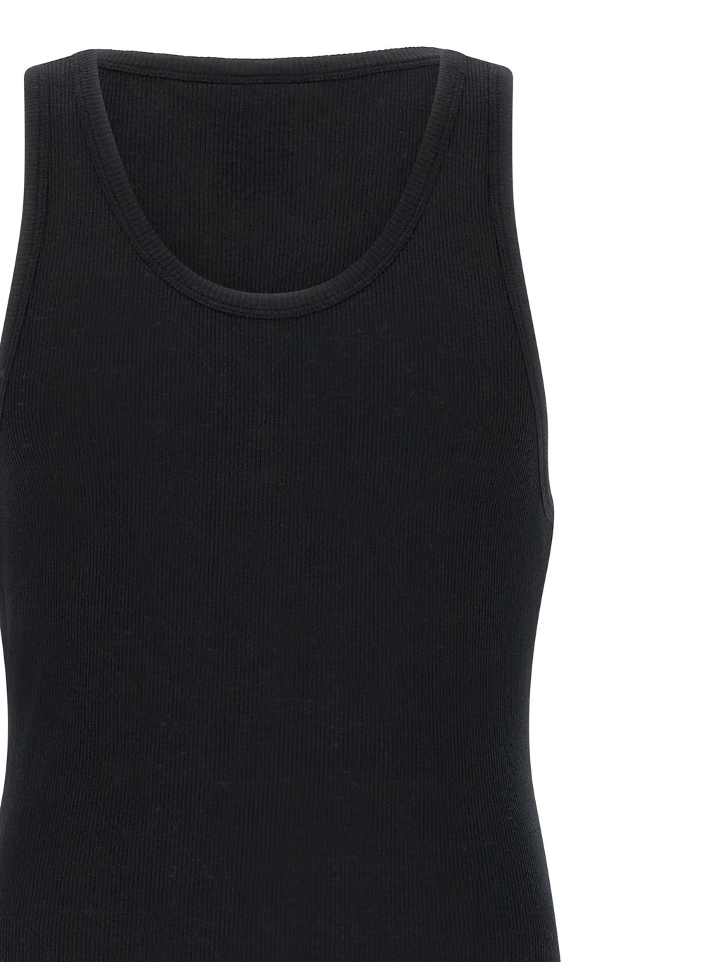 Black Cotton Sleeveles T-Shirt