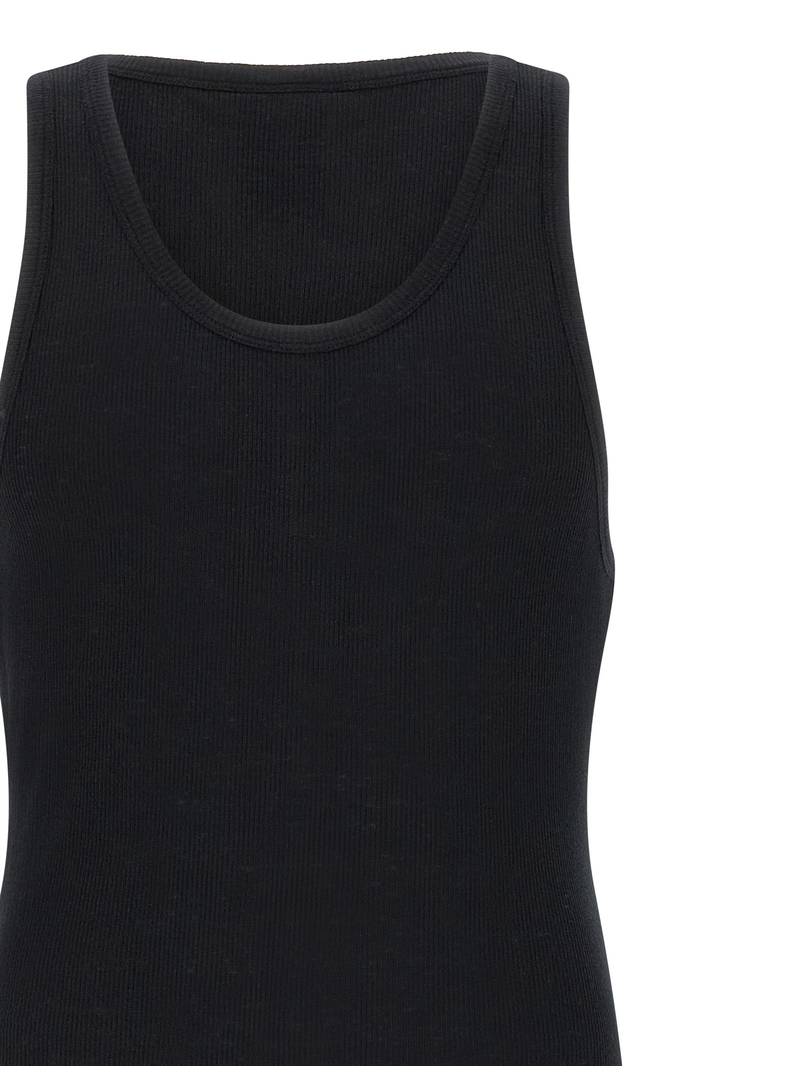 Black Cotton Sleeveles T-Shirt