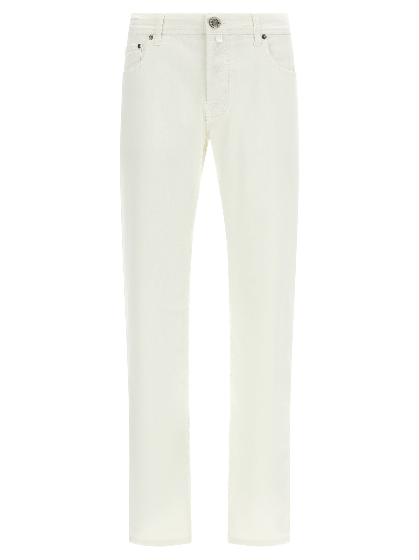 White Cotton Straight-Leg Jeans