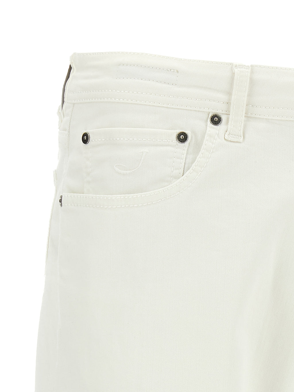 White Cotton Straight-Leg Jeans