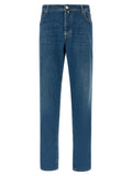 Blue Cotton Straight-Leg Jeans