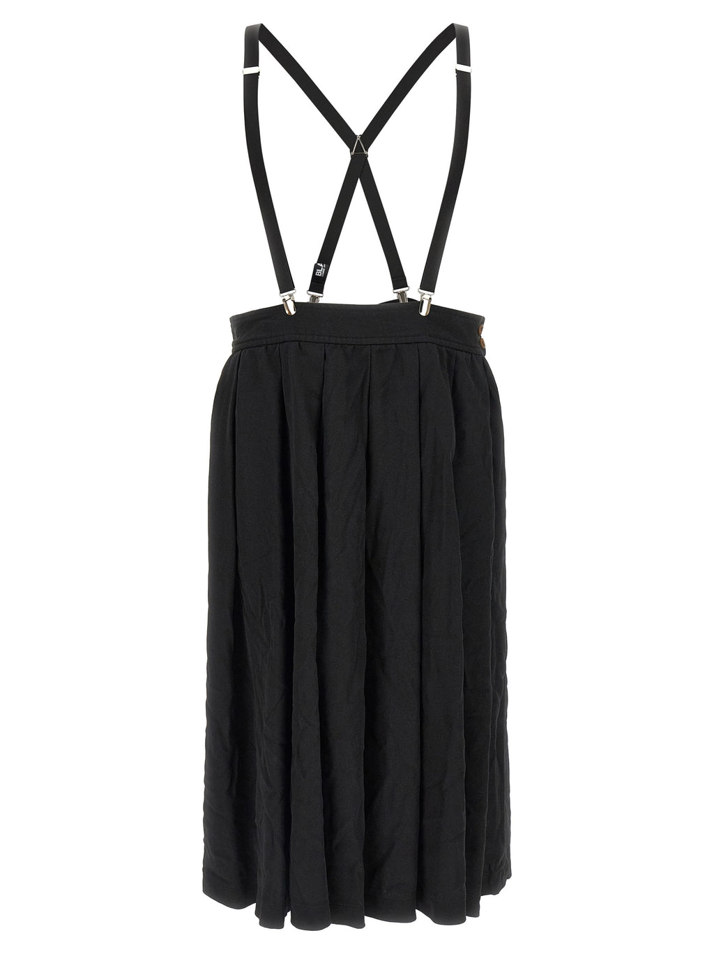 Black Polyester Midi Skirt