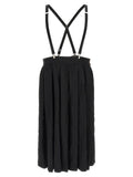 Black Polyester Midi Skirt