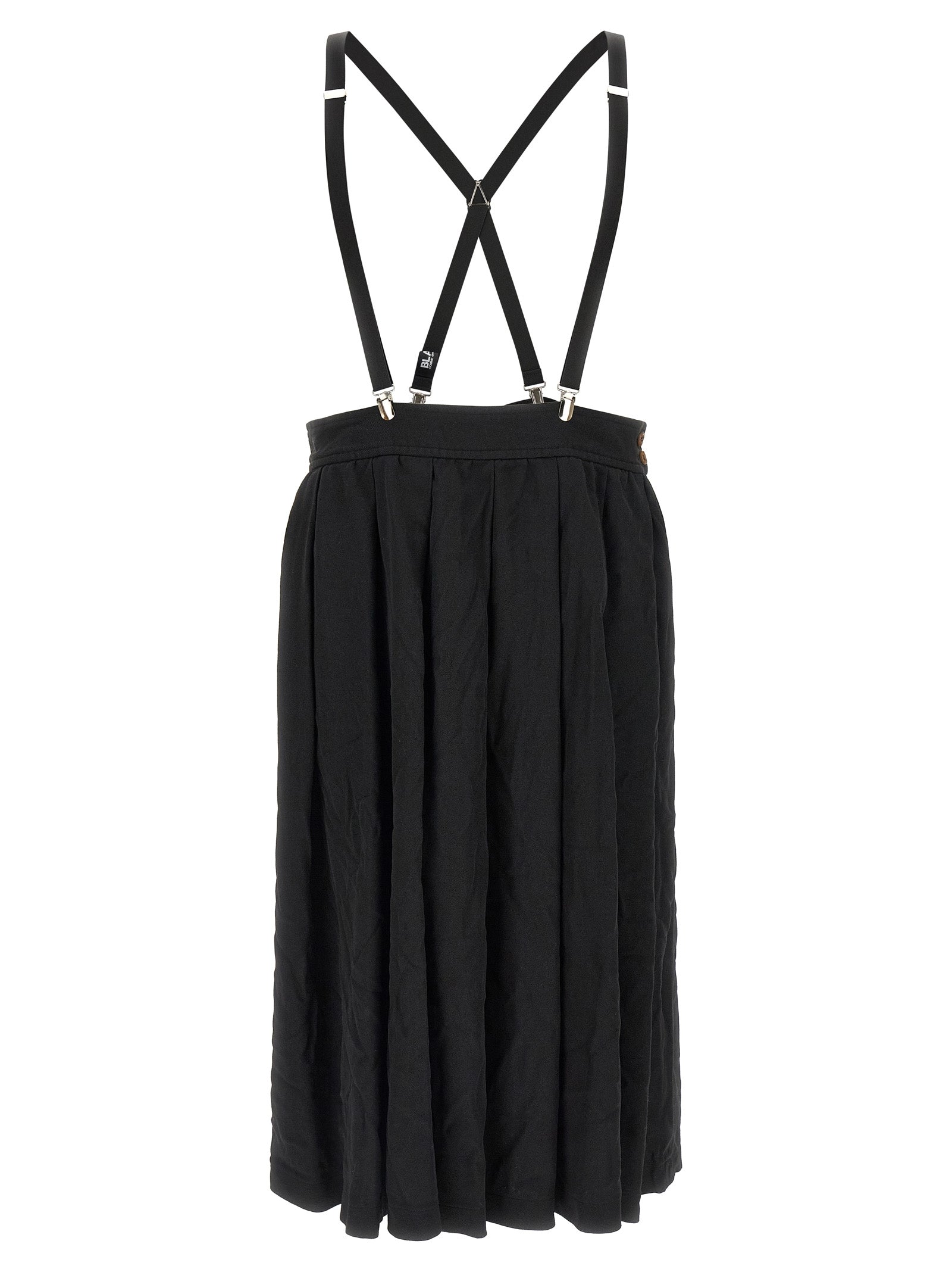 Black Polyester Midi Skirt