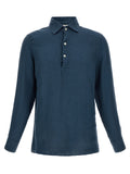Blue Linen Polo Shirt