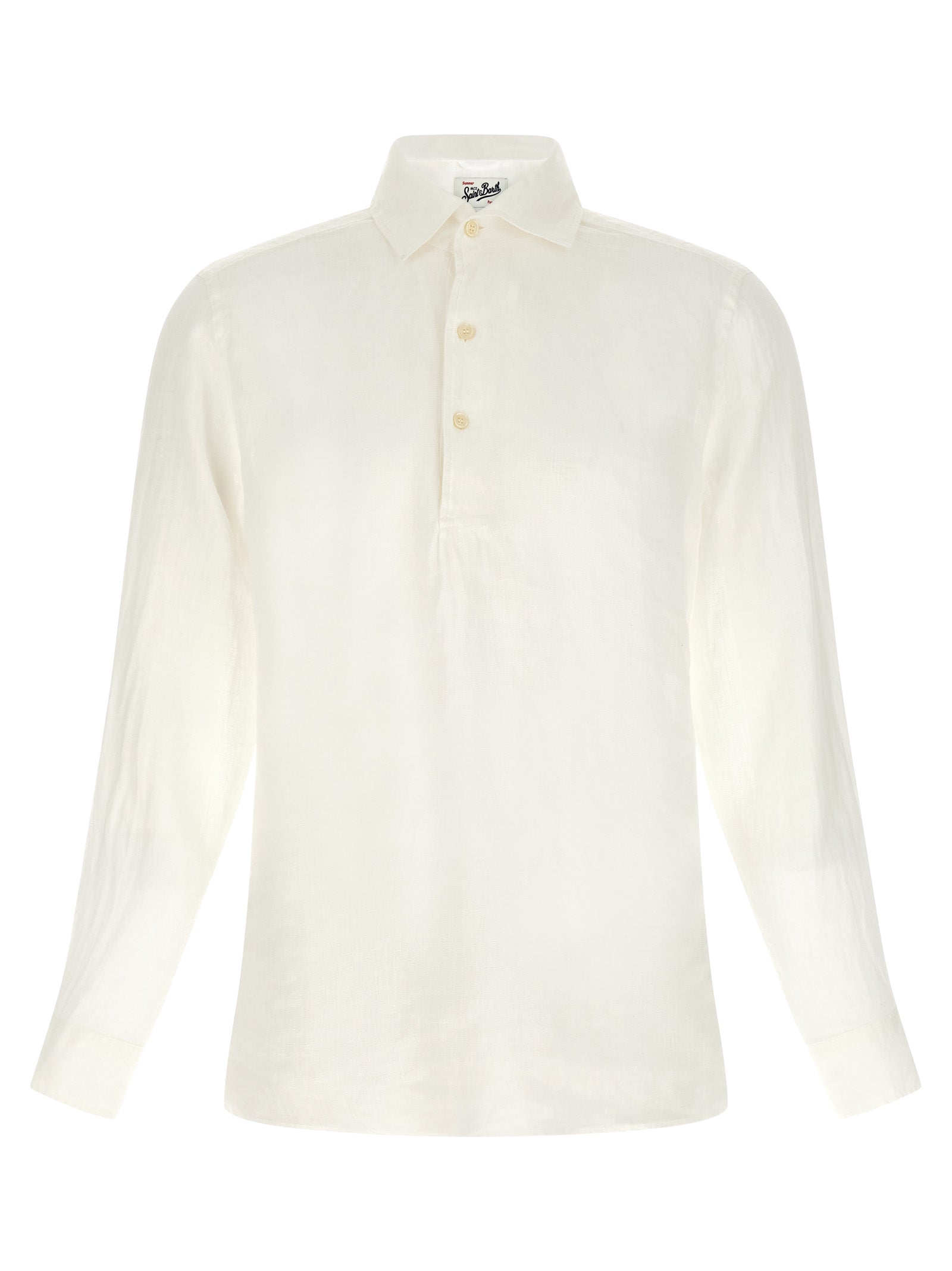 White Linen Polo Shirt