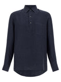 Blue Linen Polo Shirt