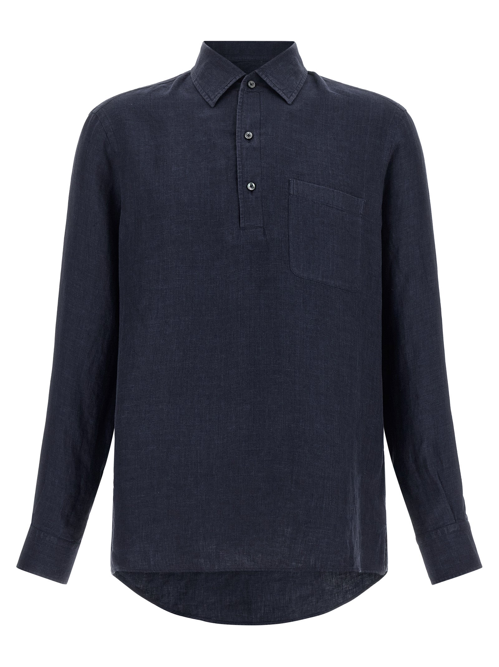 Blue Linen Polo Shirt
