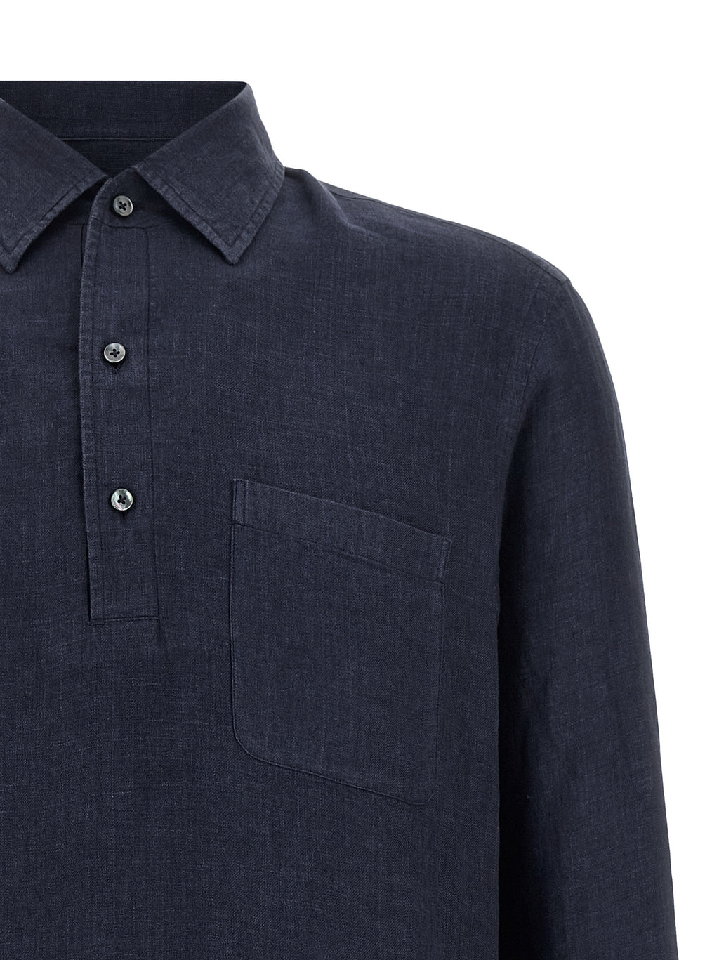 Blue Linen Polo Shirt