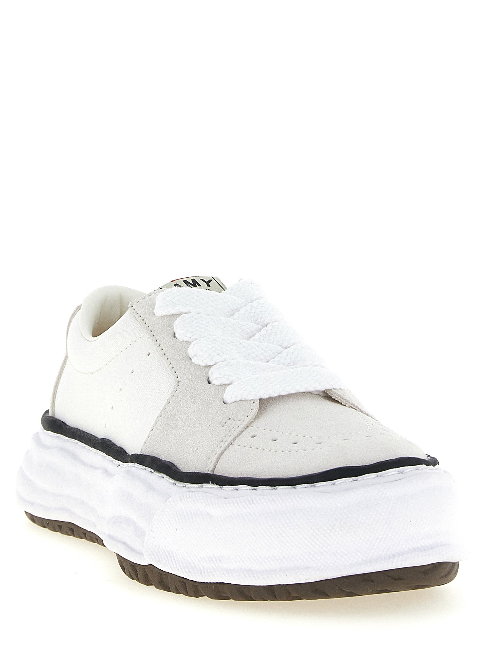 White Cowhide Platform Sneakers