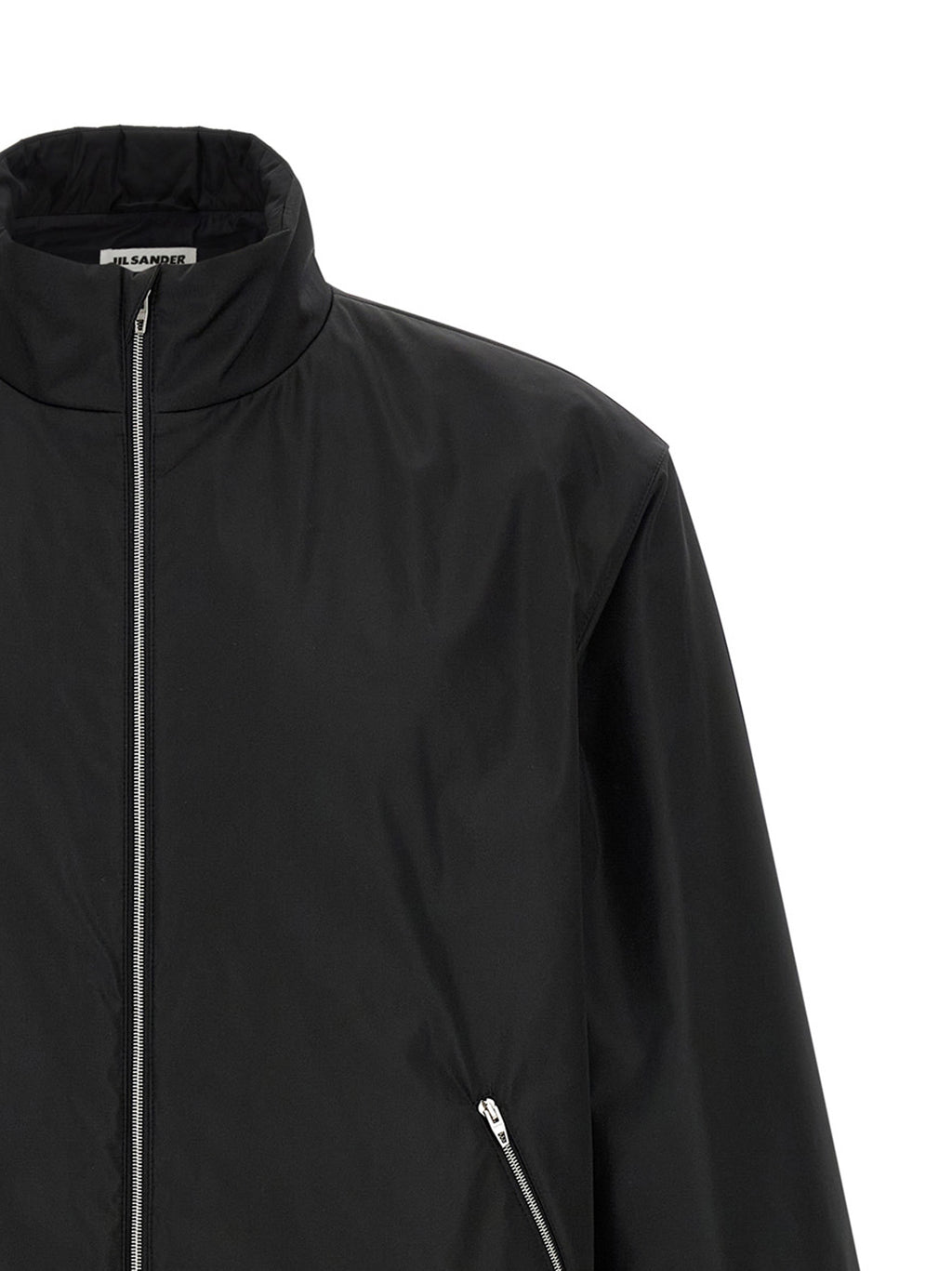Black Polyester Full-Length Jacket