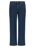 Blue Cotton Straight-Leg Jeans
