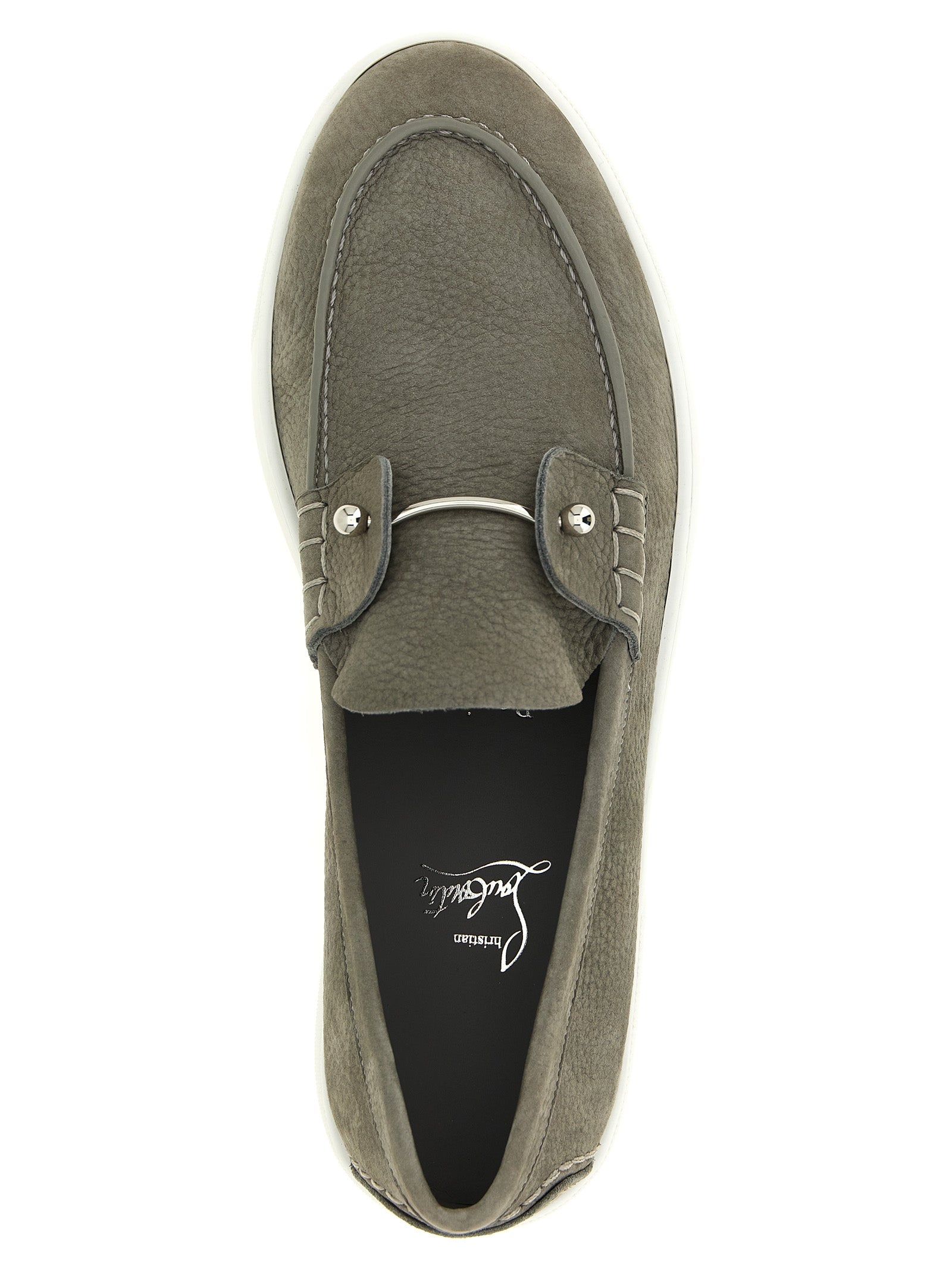 Gray Calfskin Slip-On Loafers