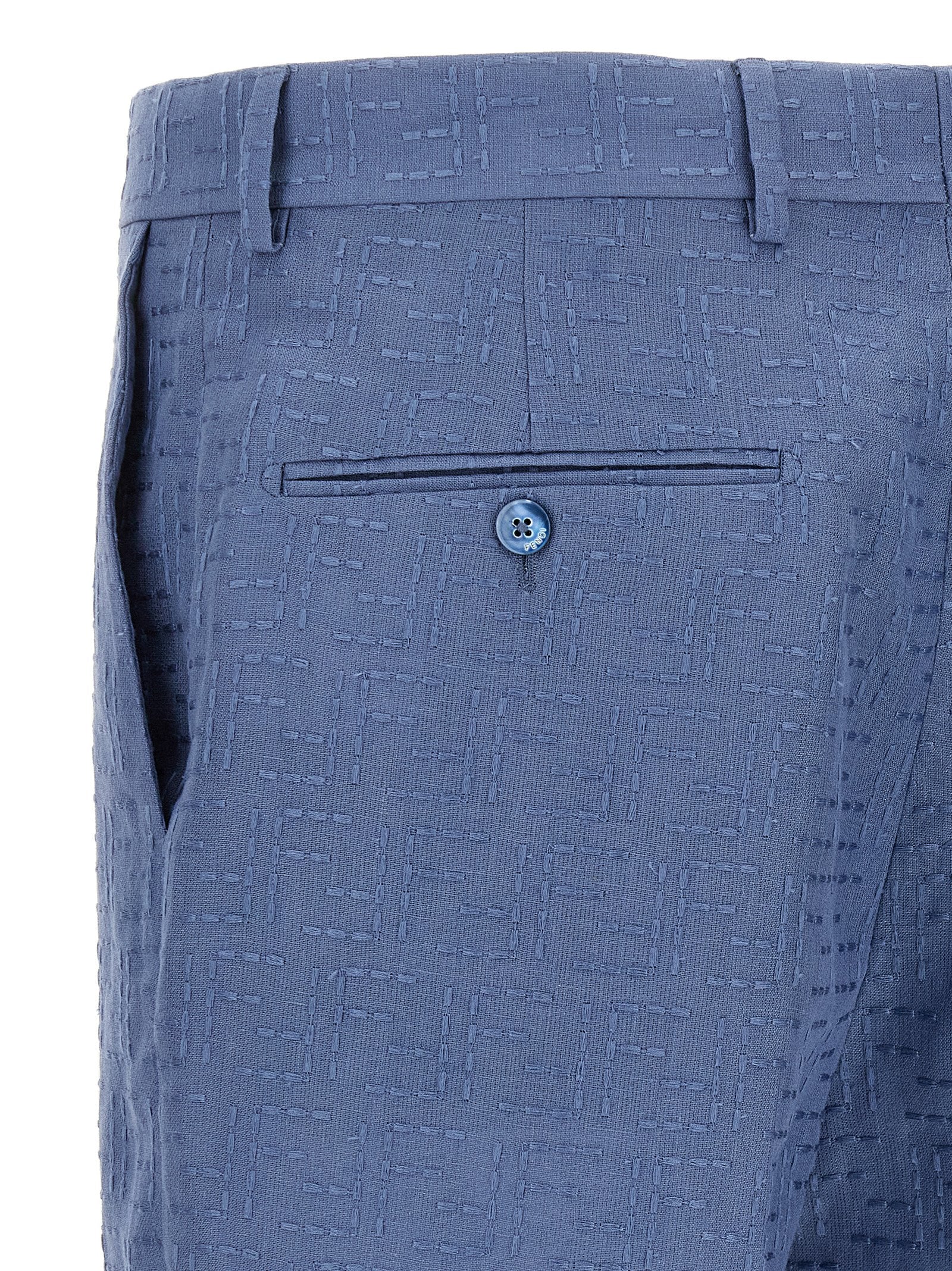 Blue Linen Bermuda Shorts