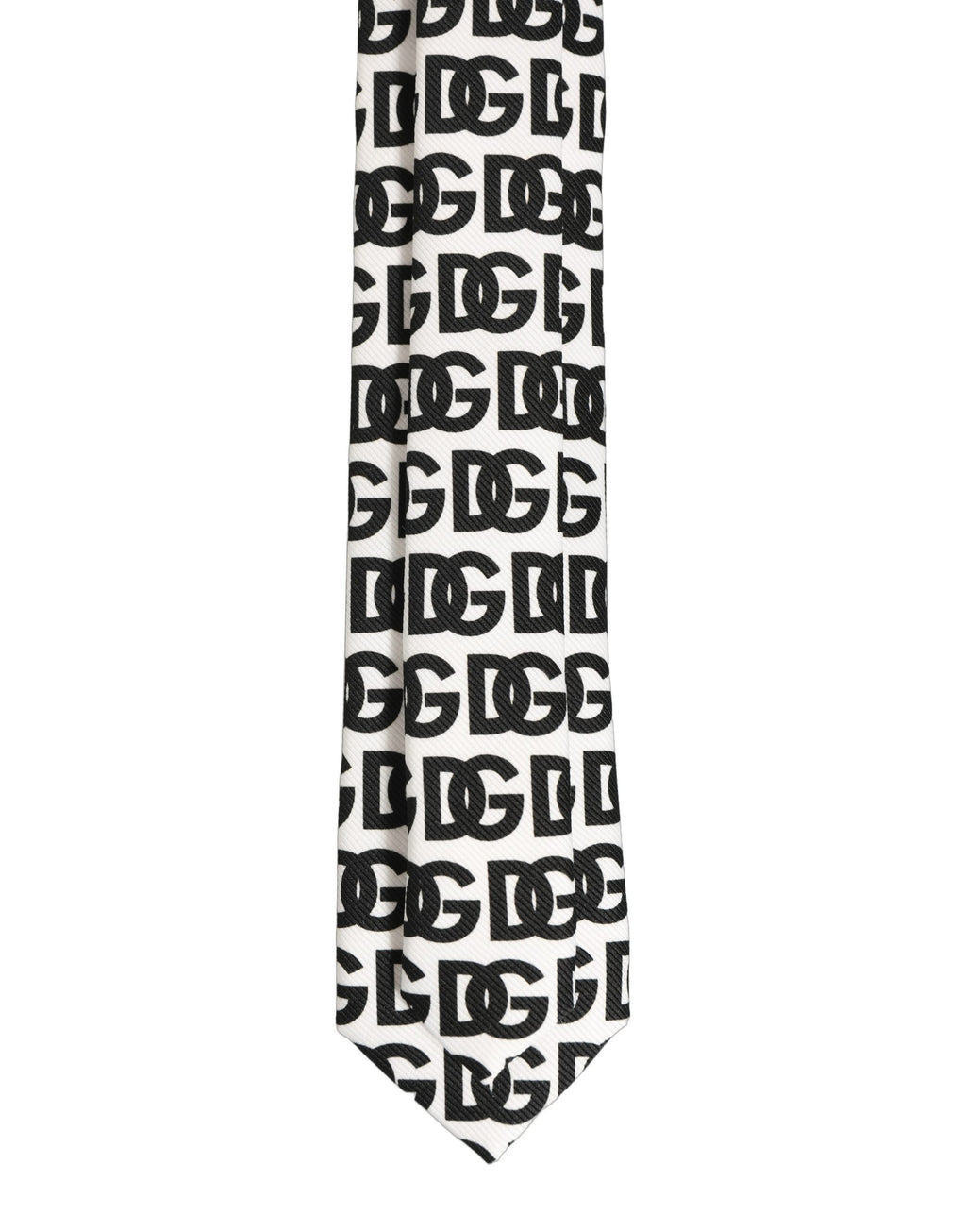 White Black Logo Monogram Wide Adjustable Men Necktie Tie