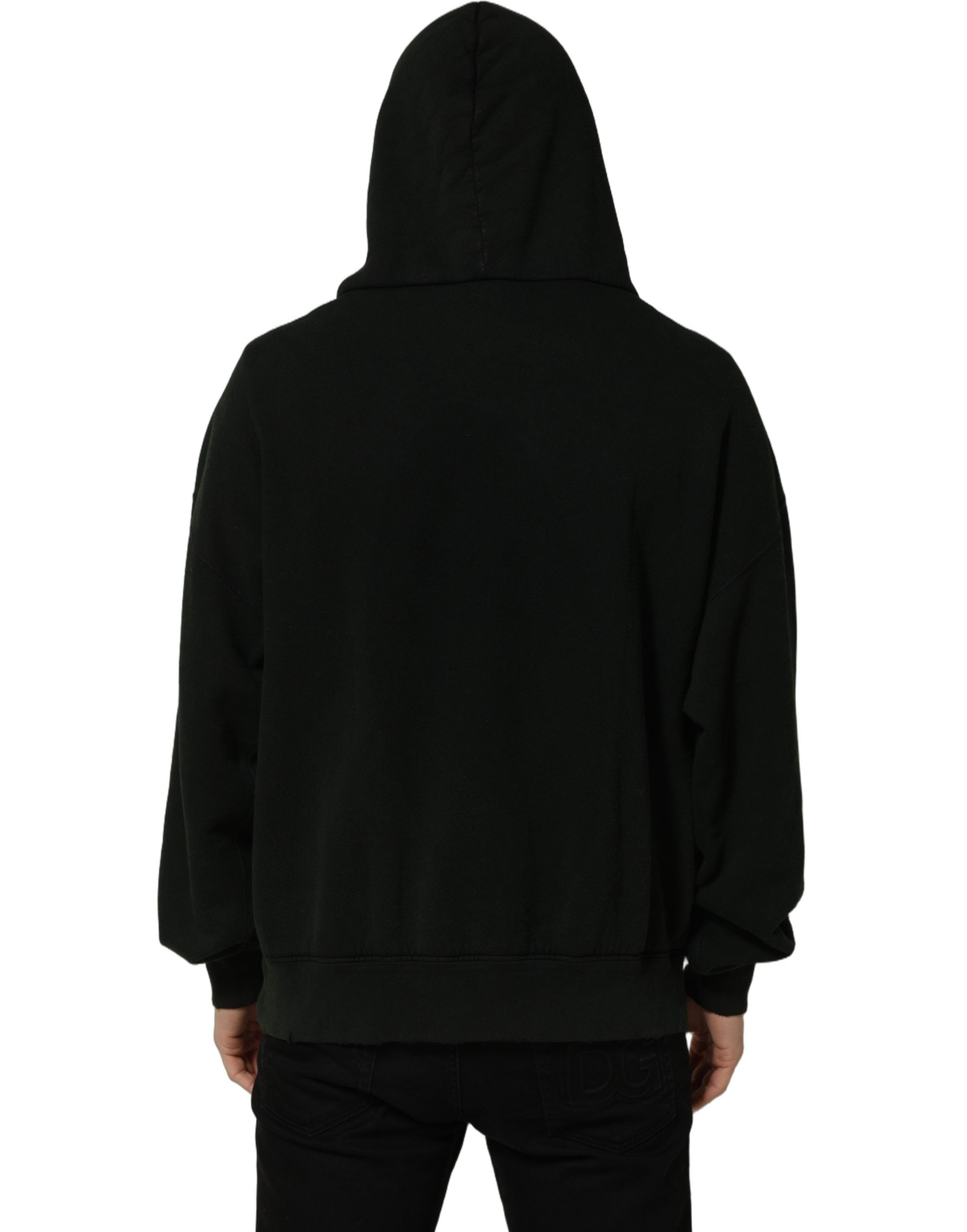 Black Cotton Hooded Men Sweatshirt Sweater