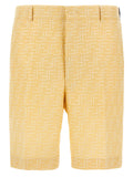 Bicolor Linen Bermuda Shorts