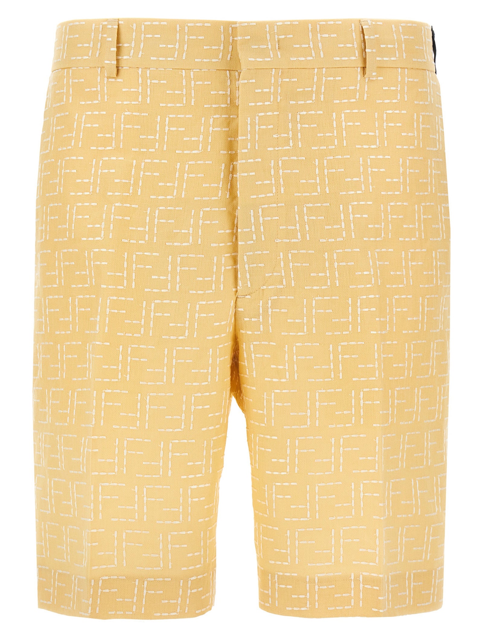 Bicolor Linen Bermuda Shorts