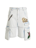 Blue Cotton Bermuda Shorts