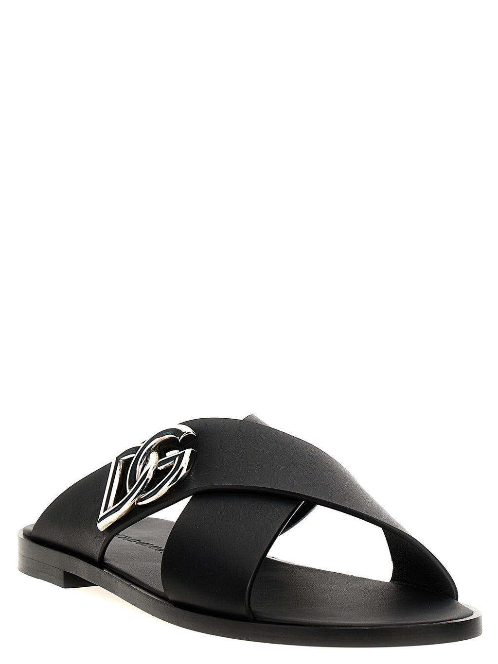 Black Calfskin Slides