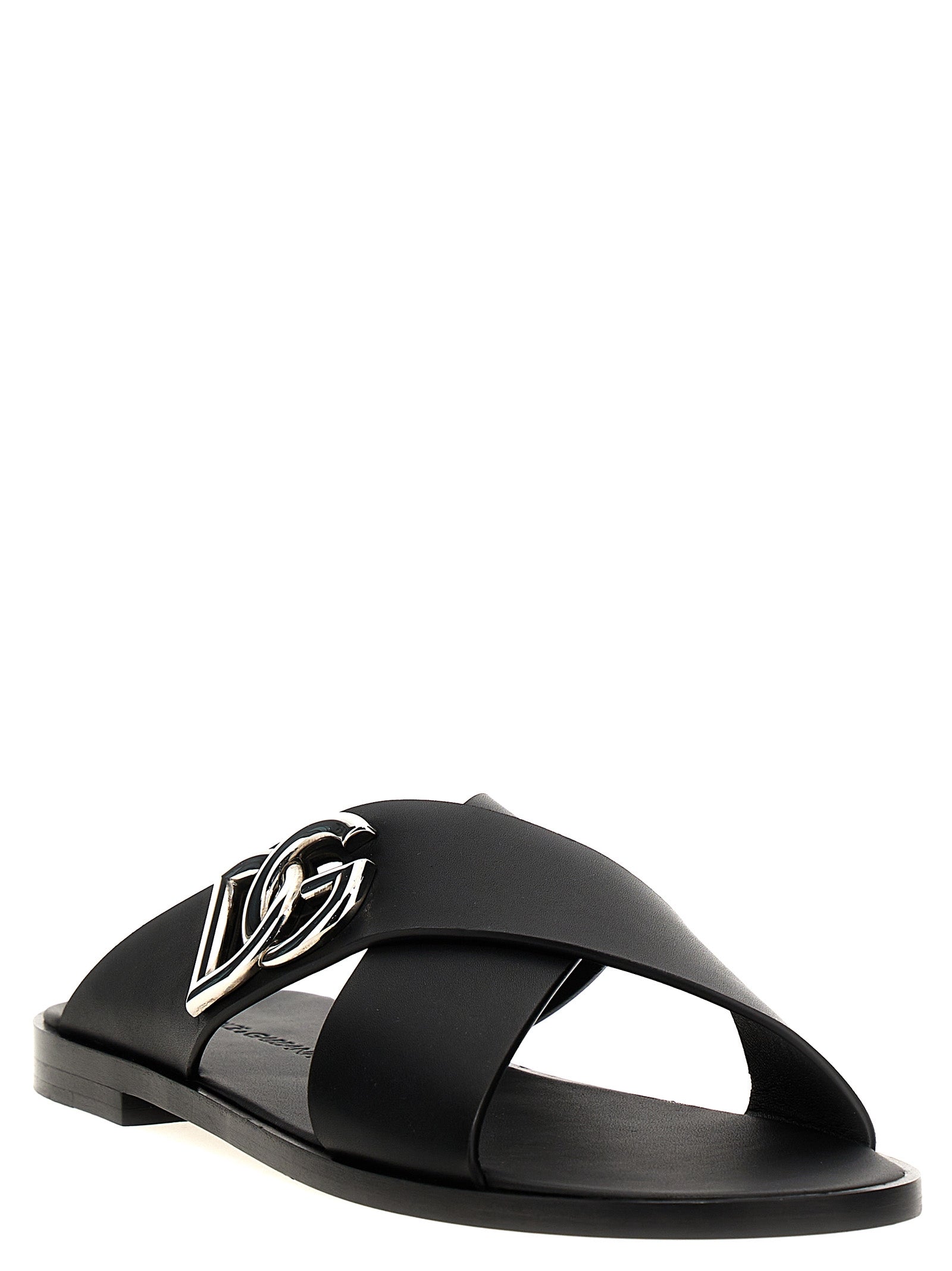 Black Calfskin Slides