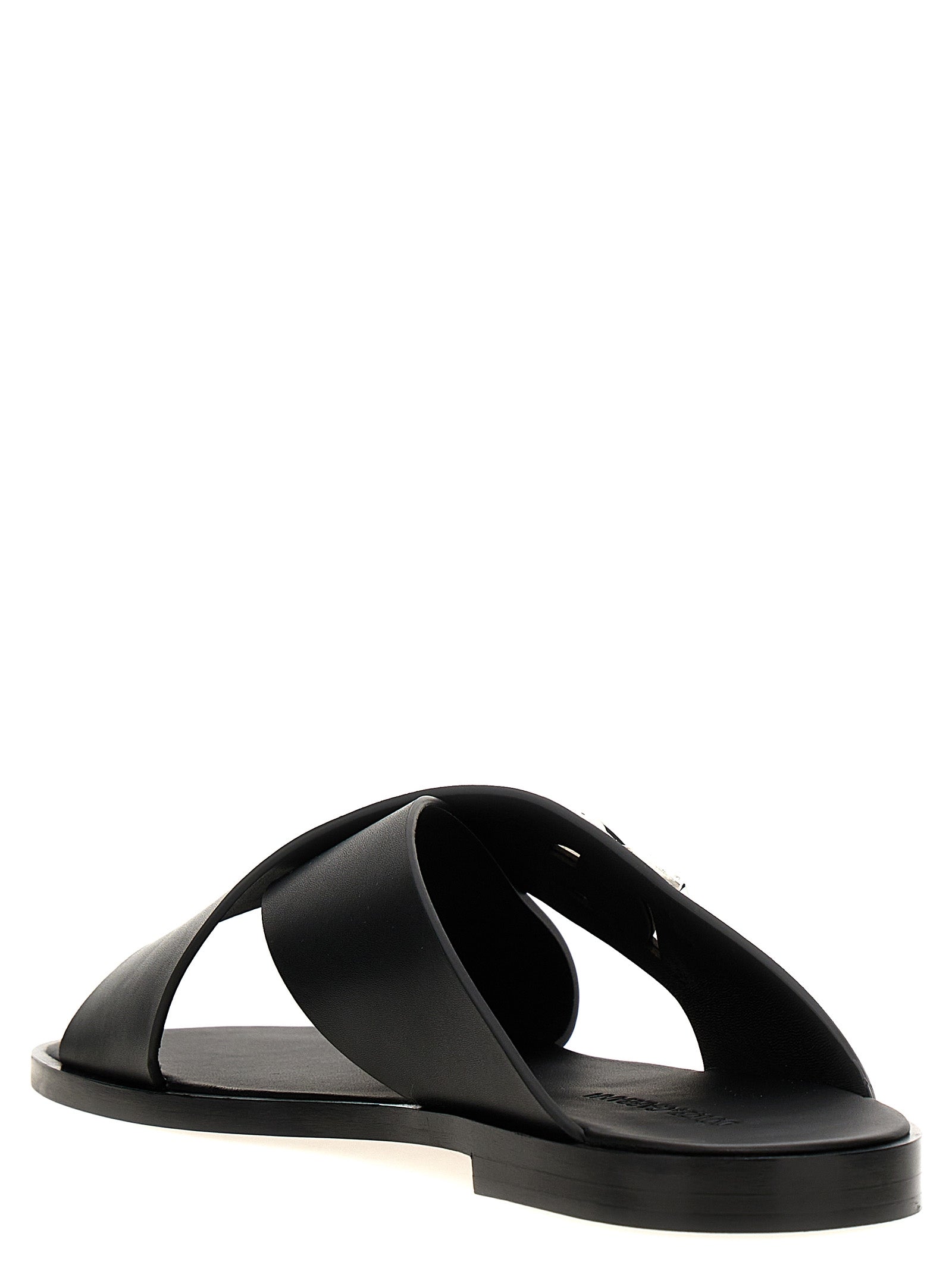 Black Calfskin Slides