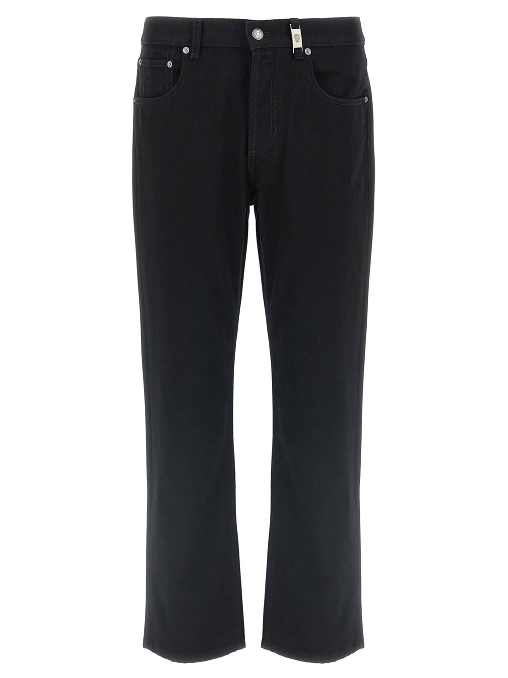 Black Cotton Straight-Leg Jeans