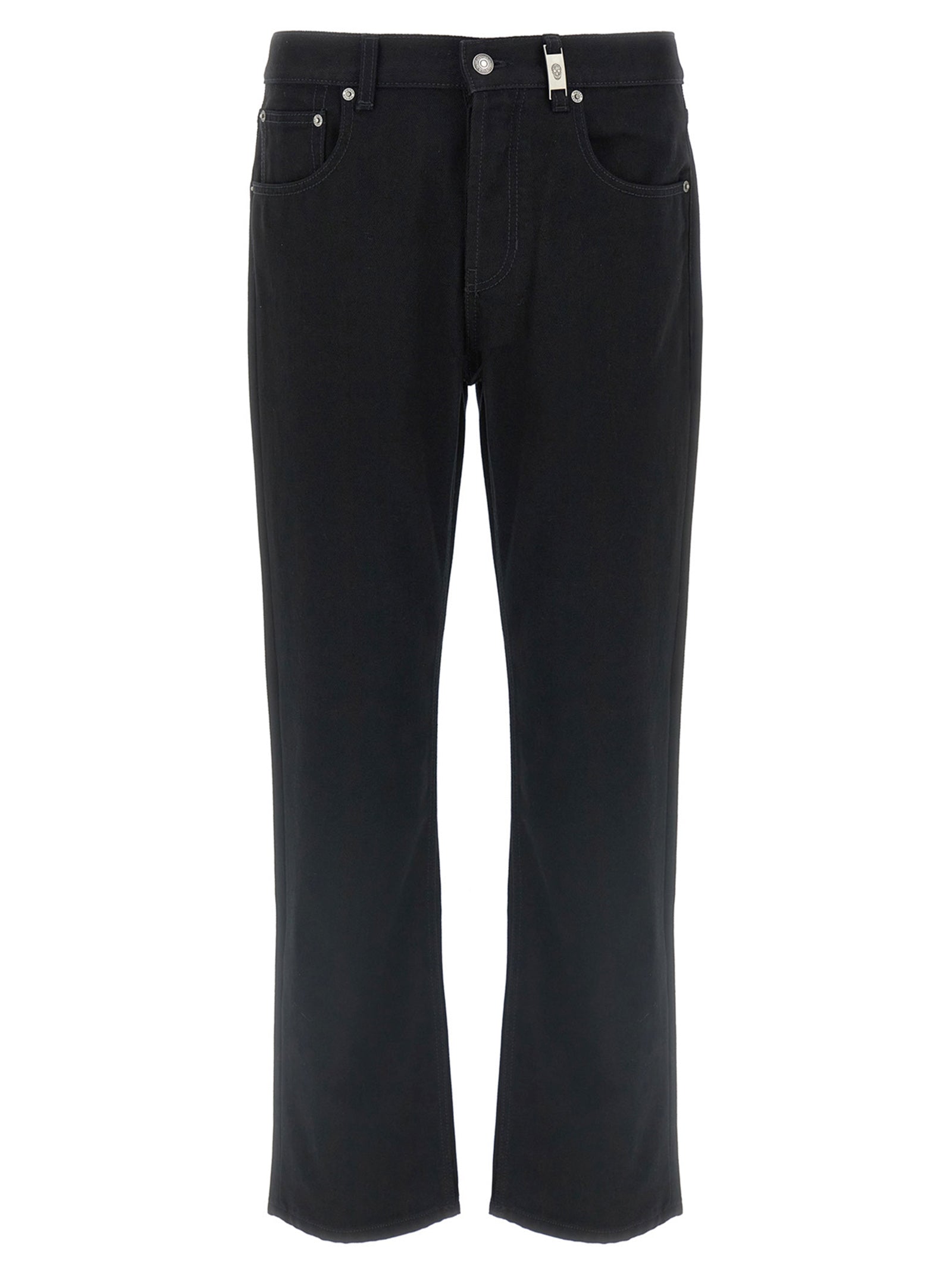 Black Cotton Straight-Leg Jeans