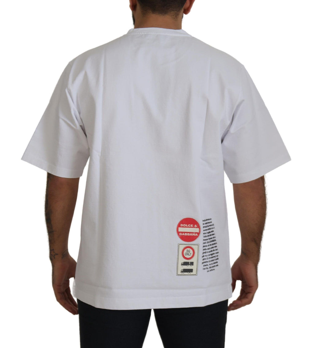 White Amor Heart Cotton Crewneck T-shirt
