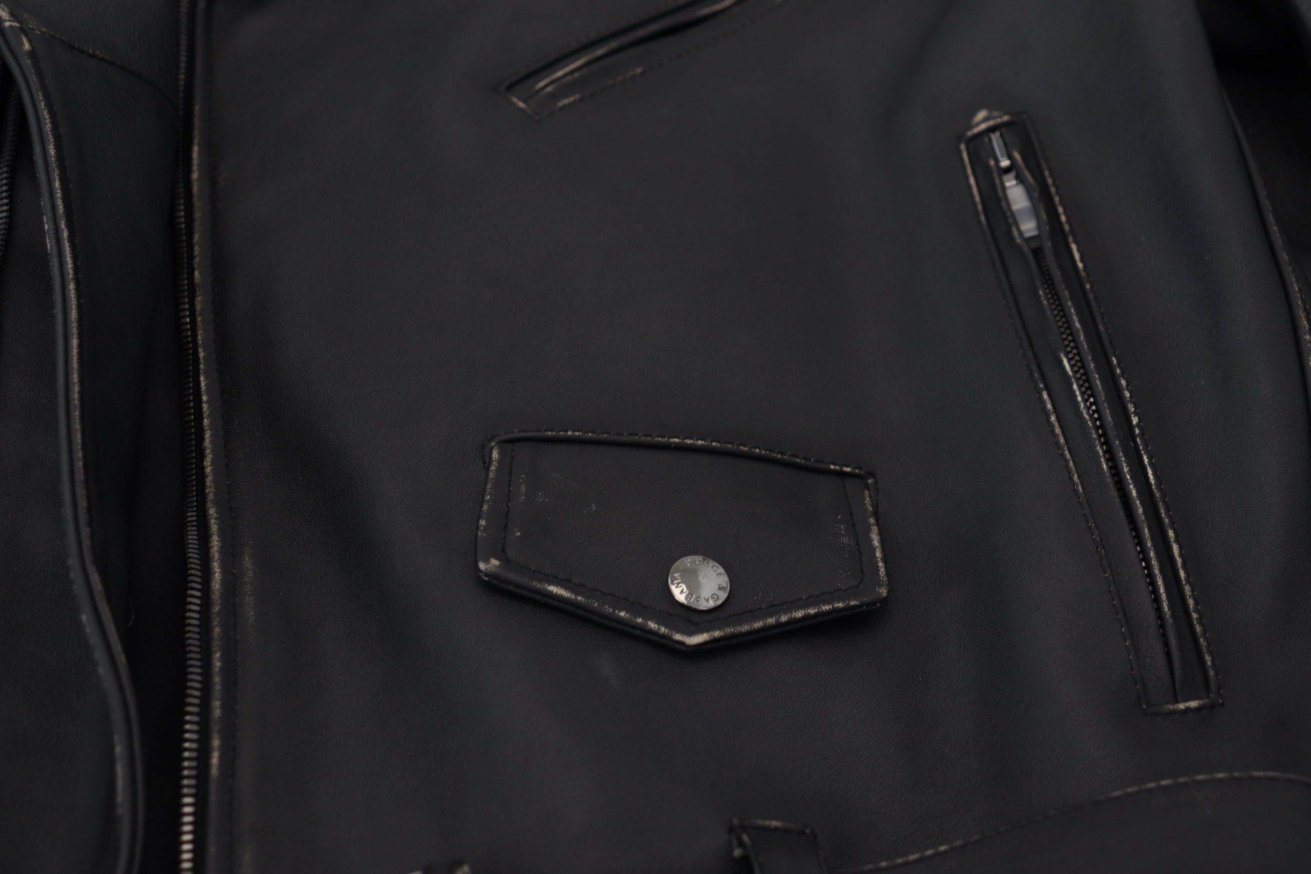 Black Leather Biker Coat Zipper Jacket