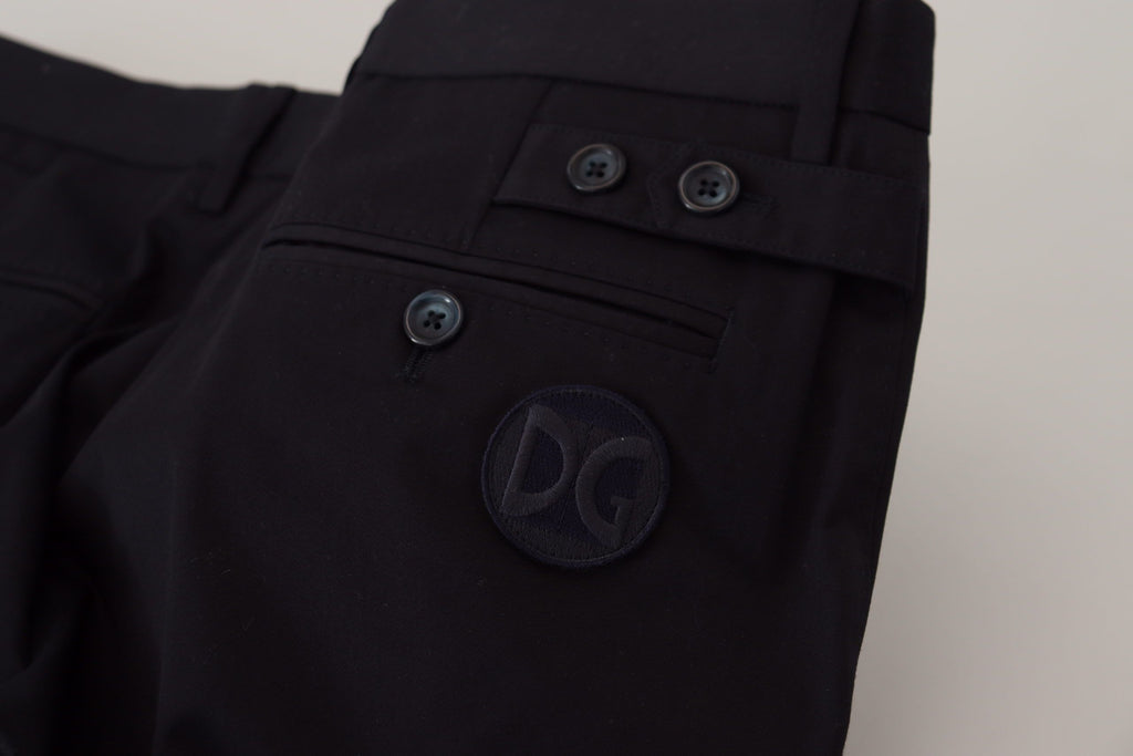 Blue Stretch Cotton Slim Trousers Chinos Pants