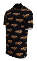 Black Car Print Short Sleeve Polo T-shirt