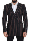 Black Stripes Viscose Double Breasted Blazer