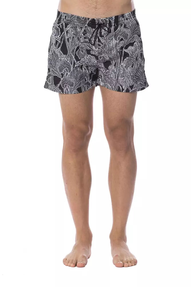 Black Polyester Men's Swimwear