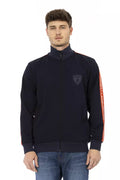 Blue Polyester Men Sweatshirt