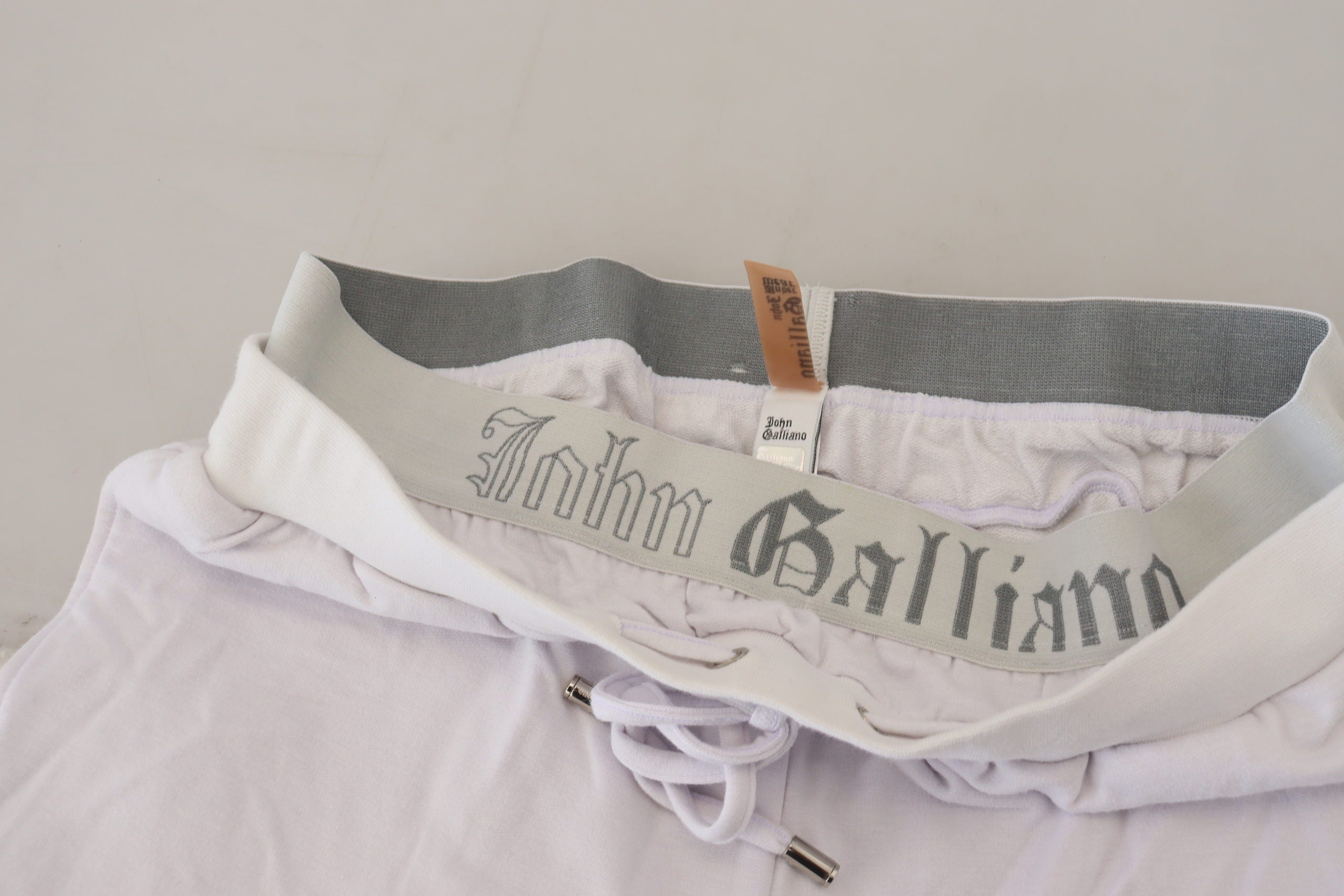 White Cotton Logo Mens Jogger Pants