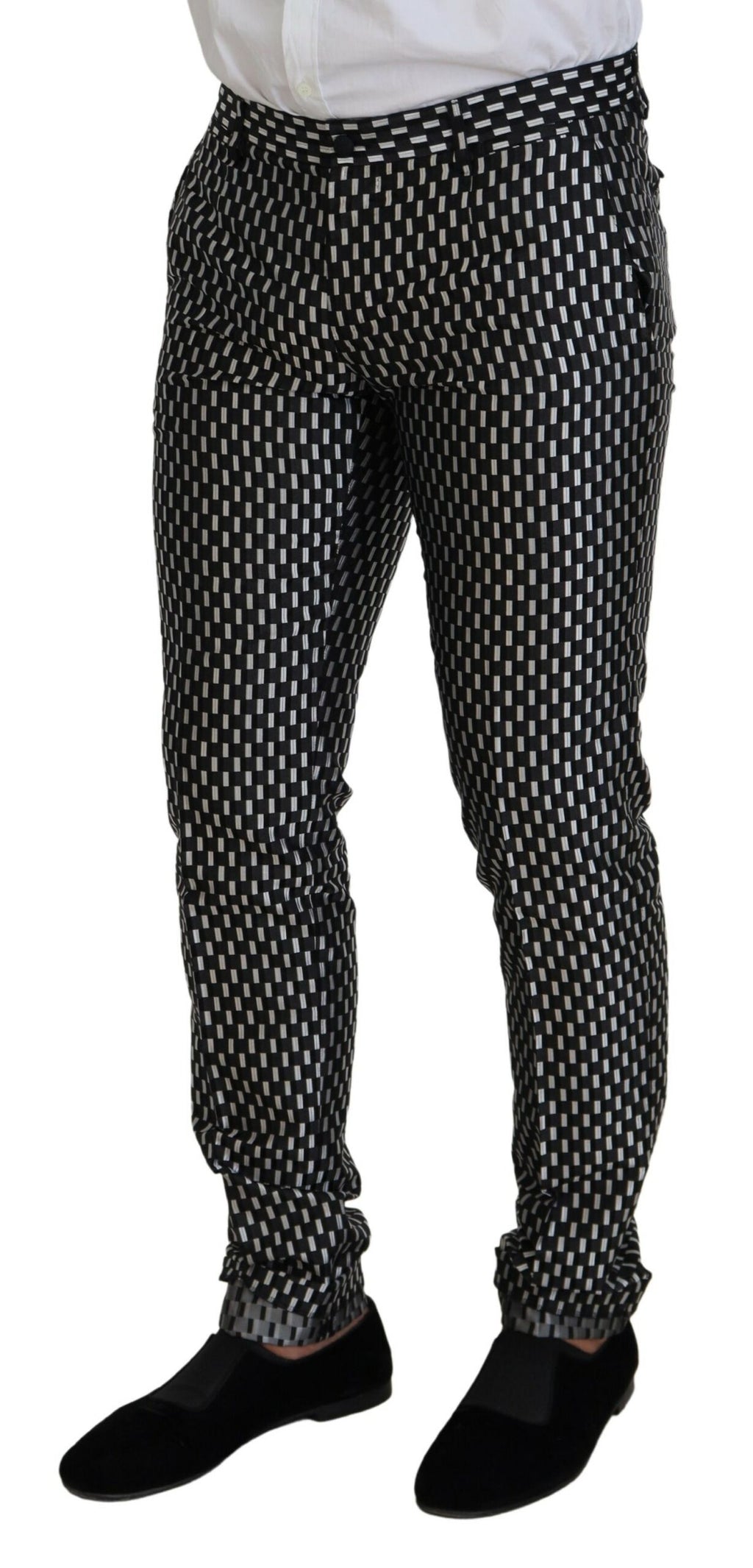 Black White Silk MARTINI Slim Fit Suit